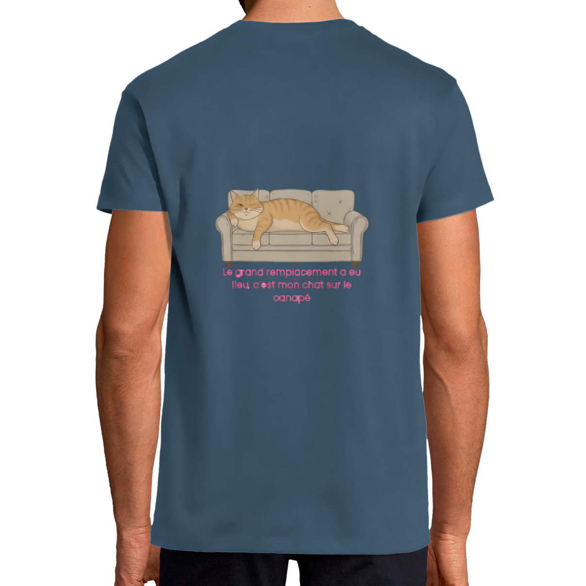 T-shirt bleu streetwear militant engagé grand remplacement chat