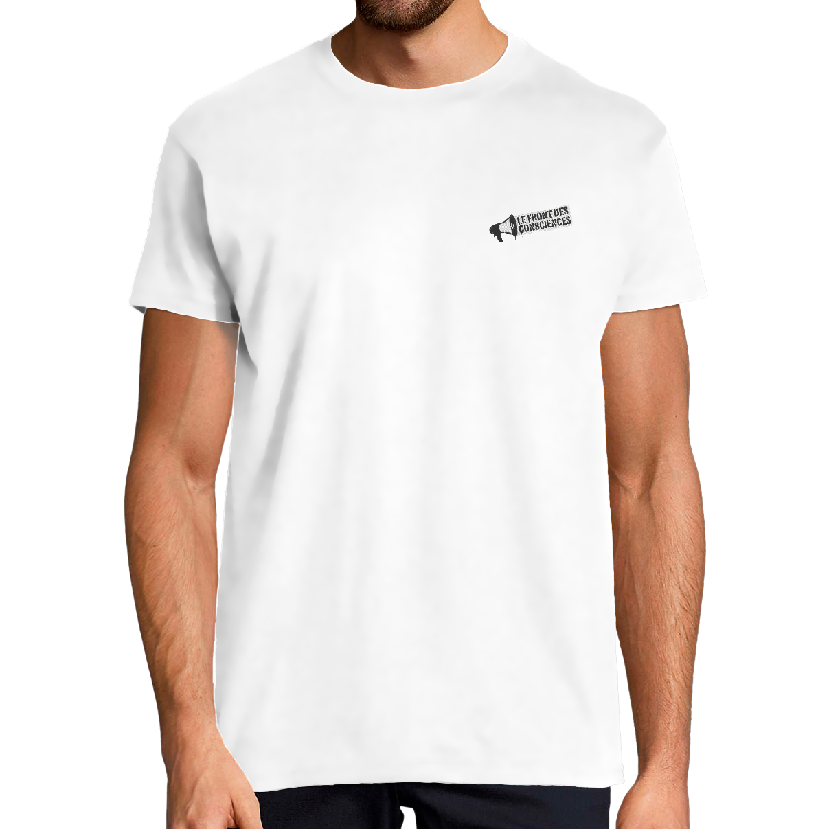 T-shirt blanc logo le front des consciences