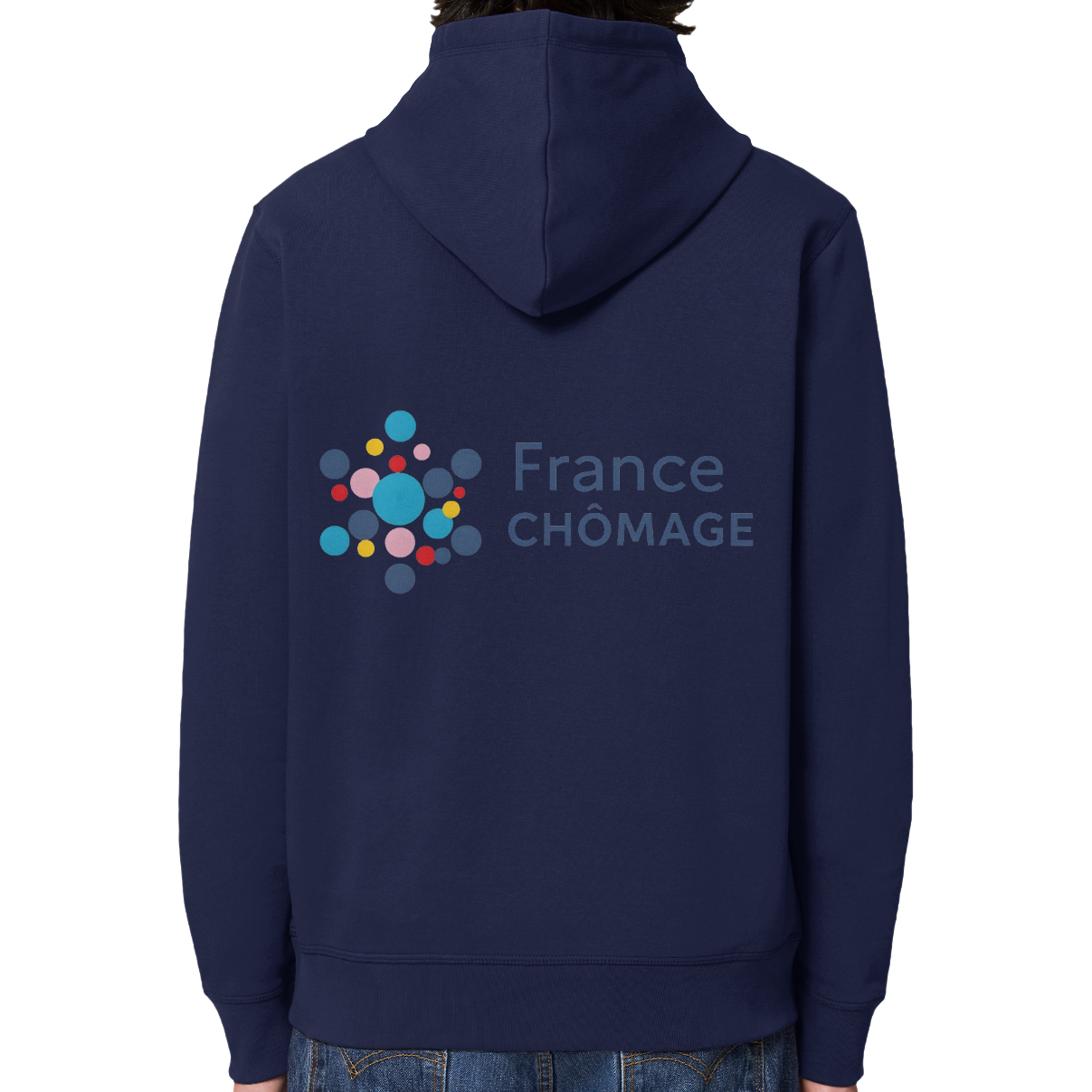 sweat détournement logo france travail sur fond bleu