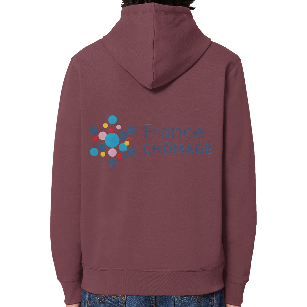sweat détournement logo france travail sur fond rouge foncé