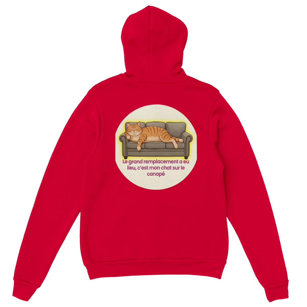 Sweat à capuche Grand Remplacement, satire féline, vue 2